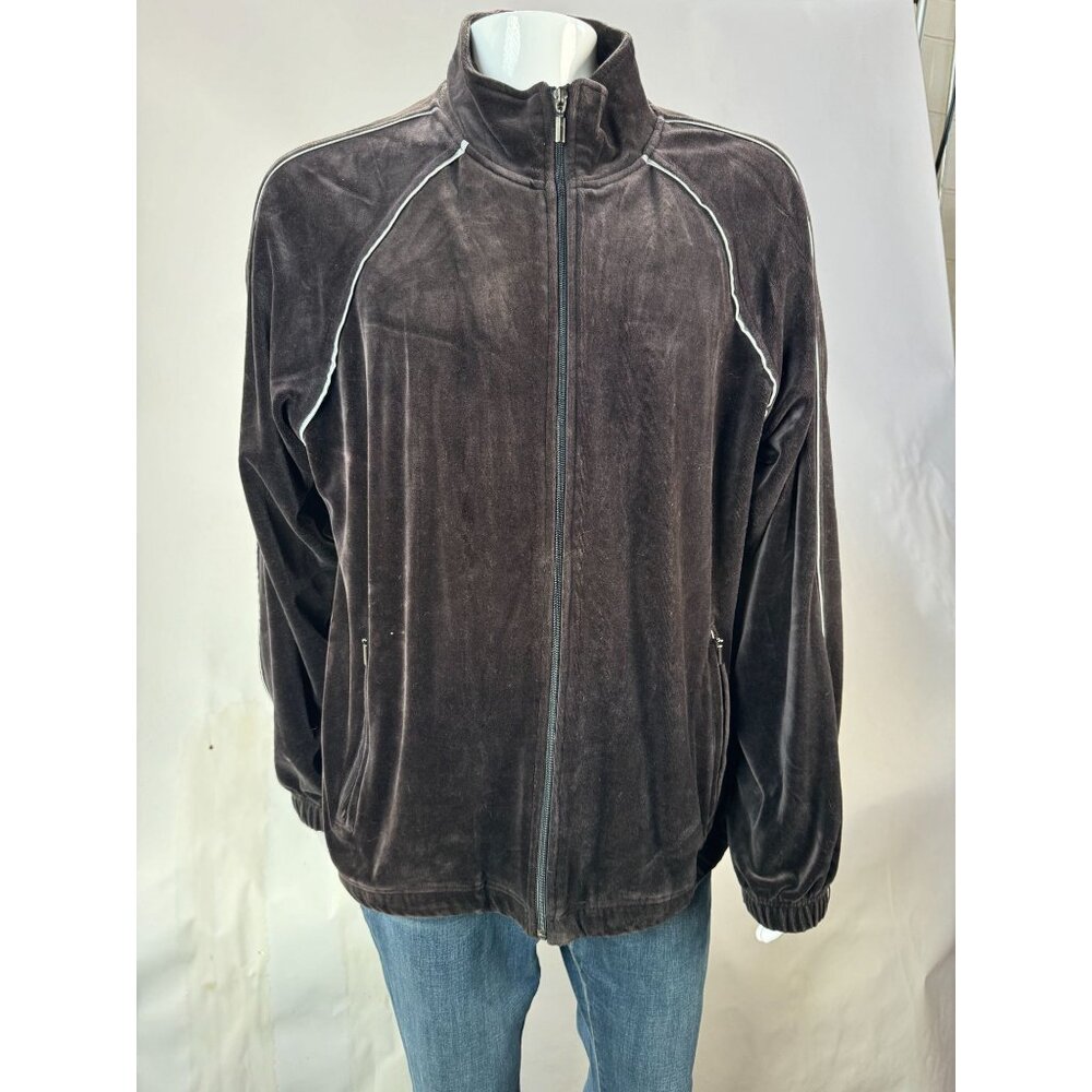 Ashford Sport Vintage Black Velour Full Zip Jacket XL 80% Cotton 20% Polyester